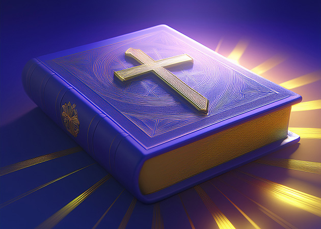 Bible with cross on top