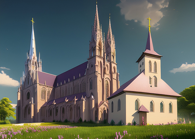 Catholic Cathedral next to Protestant Church