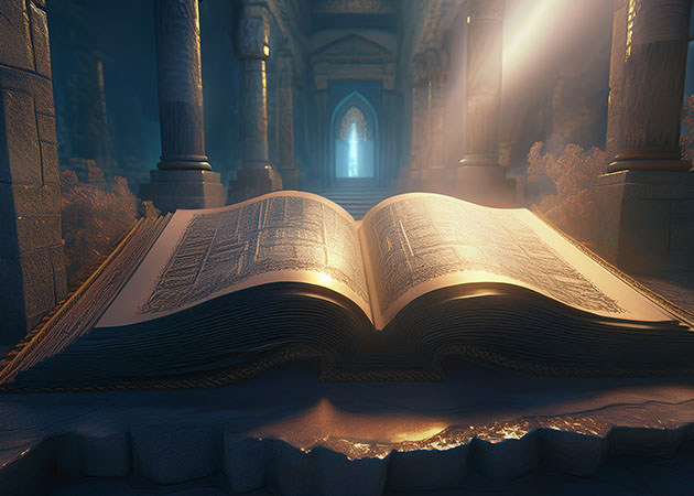 Scripture open in church building